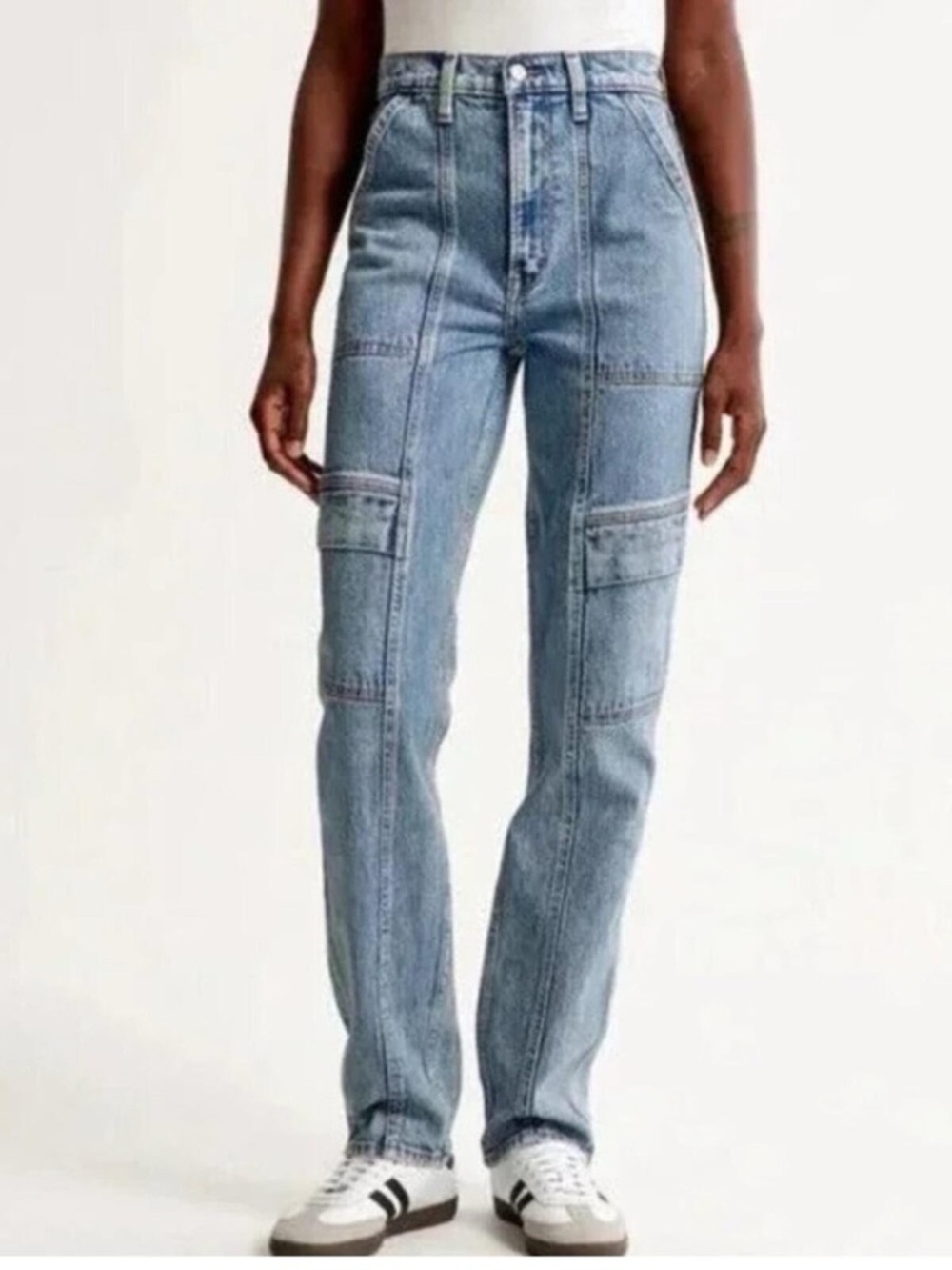 Abercrombie & Fitch 90s Straight Ultra High Rise Cargo Utility Jean size 30/10